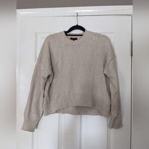 Quince Cotton Boyfriend Crew Sweater In Speckled Beige